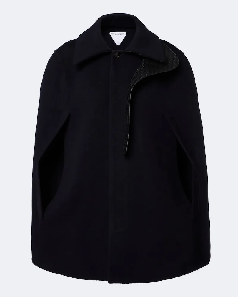 Bottega Veneta Cape Intrecciato aus Wolle und Kaschmir Blau
