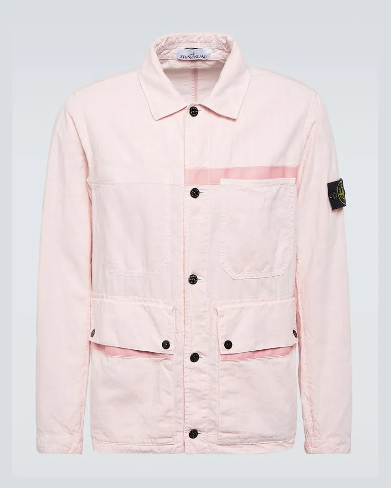 Stone Island Jacke Compass aus einem Leinengemisch Rosa