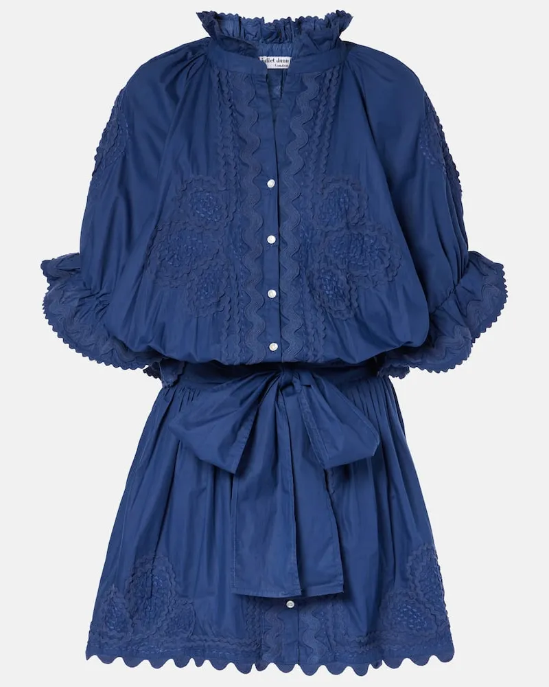 Juliet Dunn Besticktes Minikleid aus Baumwollpopeline Blau
