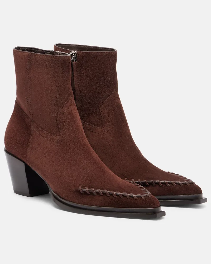Jimmy Choo Ankle Boots Cece 60 aus Veloursleder Braun