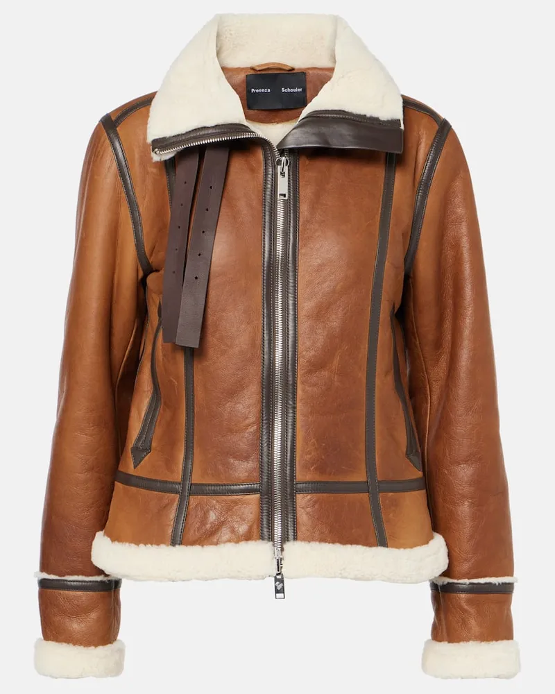 Proenza Schouler Lederjacke Arlo mit Shearling Braun