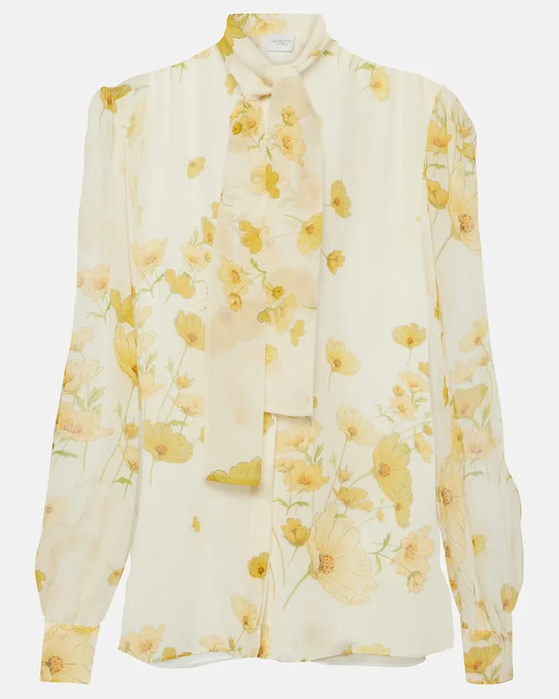 Giambattista Valli Bedruckte Bluse aus Seiden-Georgette Weiã