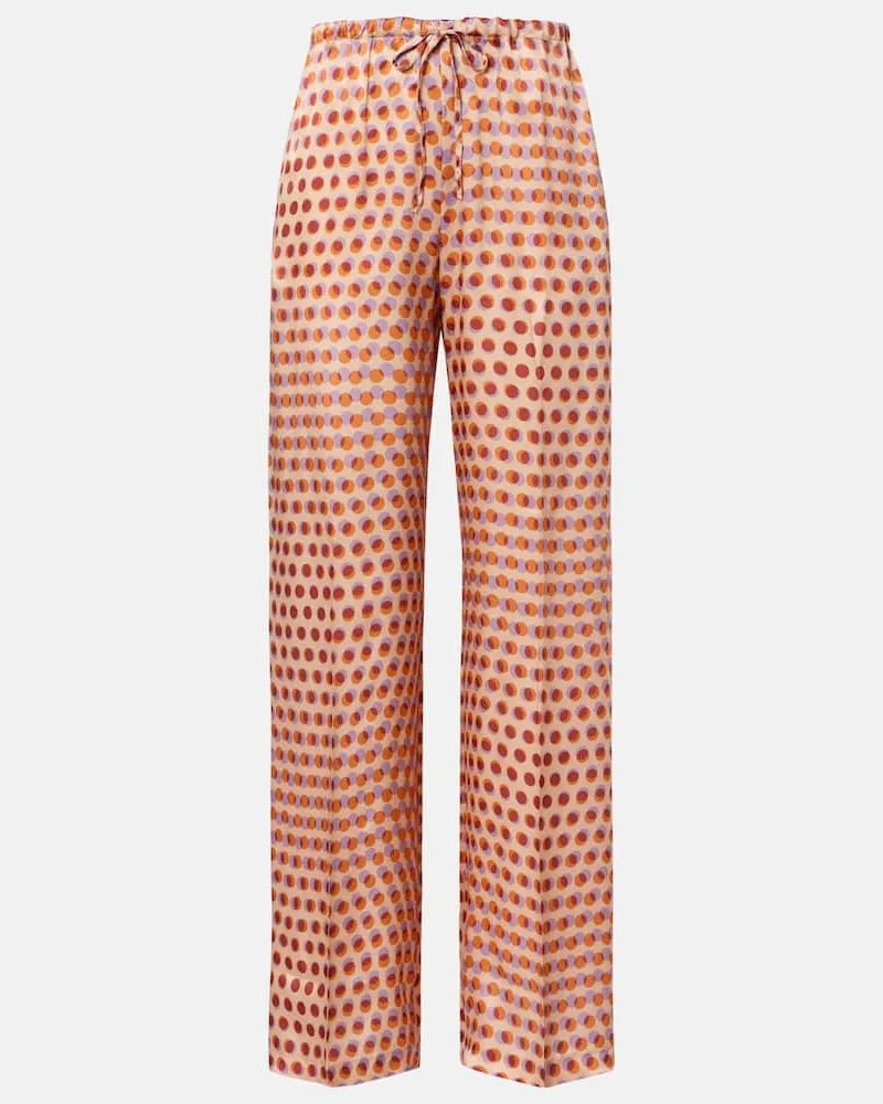 Dries van Noten Weite Hose aus Seide Orange