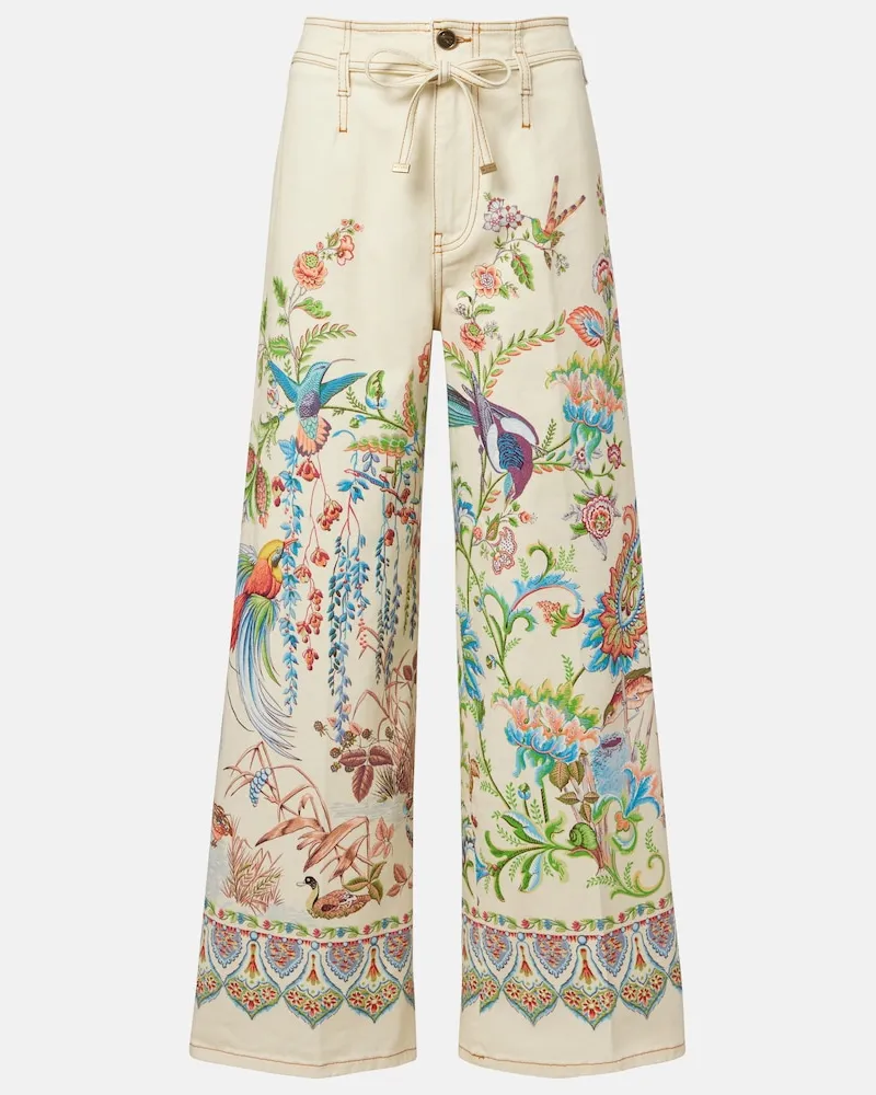 Etro Bedruckte Wide-Leg Jeans Gelb