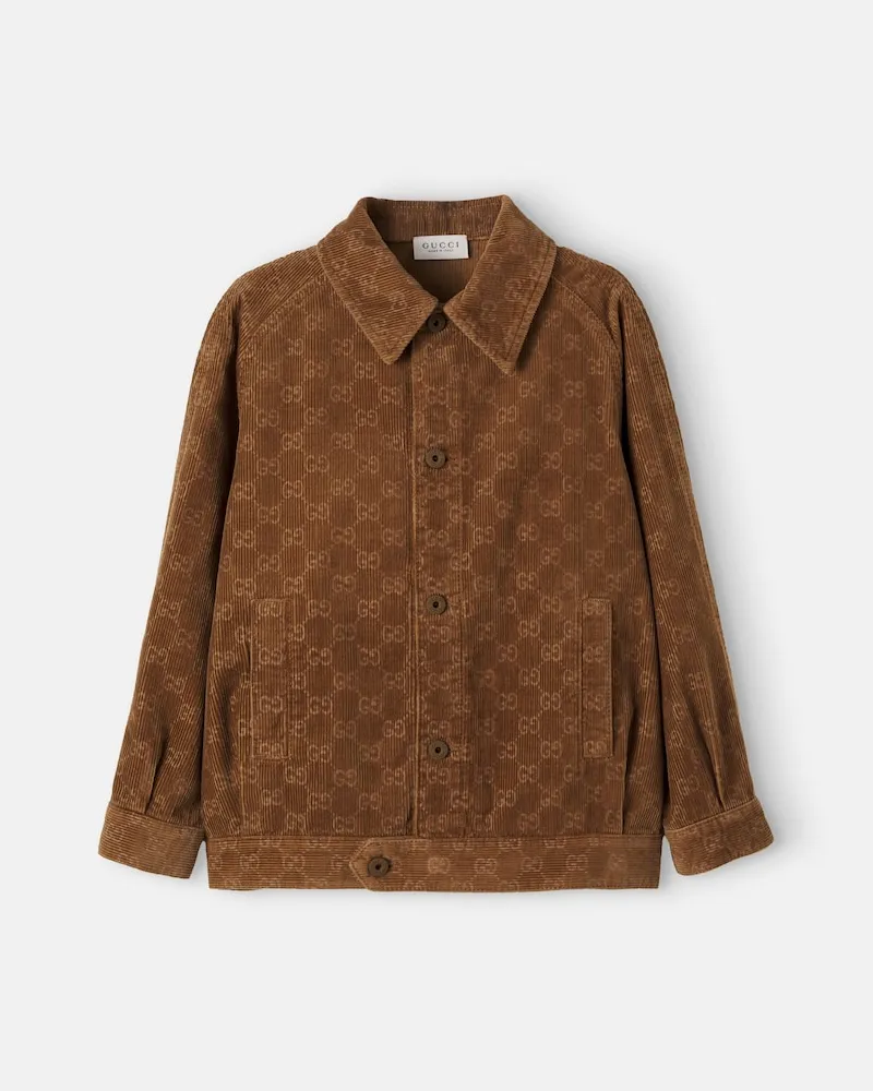 Gucci Jacke GG aus Baumwollcord Braun