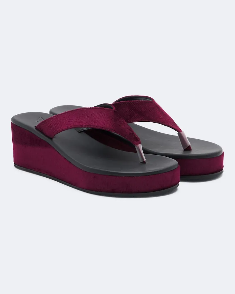 Ancient Greek Sandals Plateau-Zehensandalen Charys aus Samt Burgunderrot