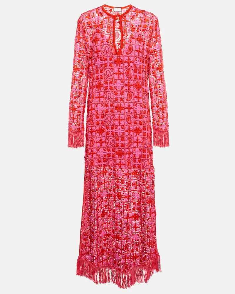 Etro Maxikleid aus Häkelstrick Multicolor