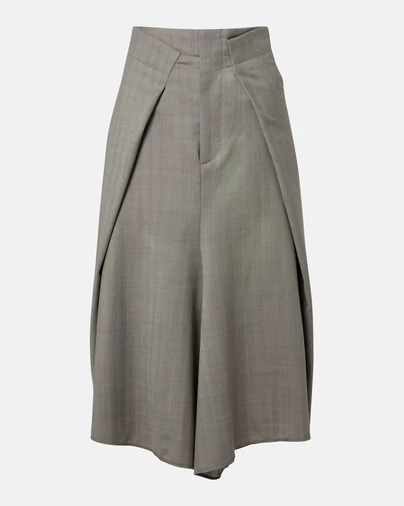 Victoria Beckham Asymmetrischer Midirock aus Schurwolle Grau