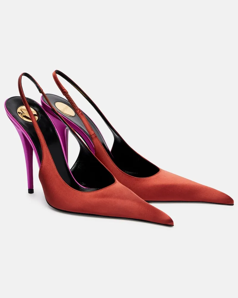 Saint Laurent Slingback-Pumps Deroche 110 aus Satin Rot