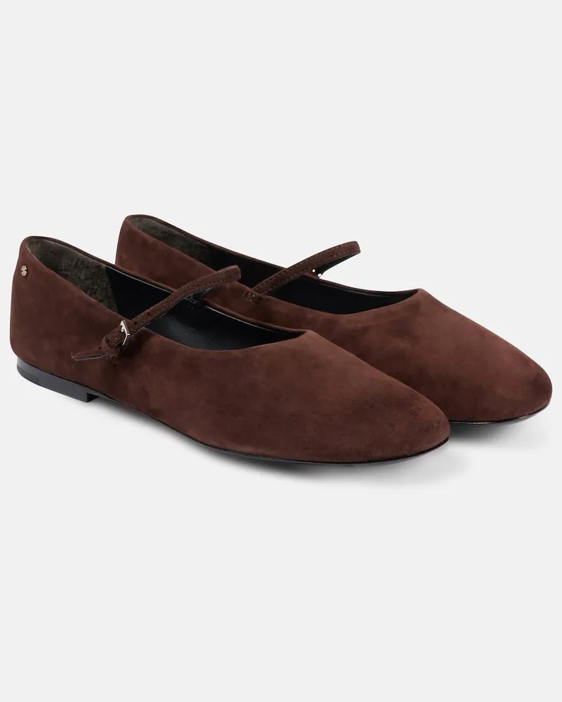 Tory Burch Mary-Jane-Ballerinas aus Veloursleder Braun