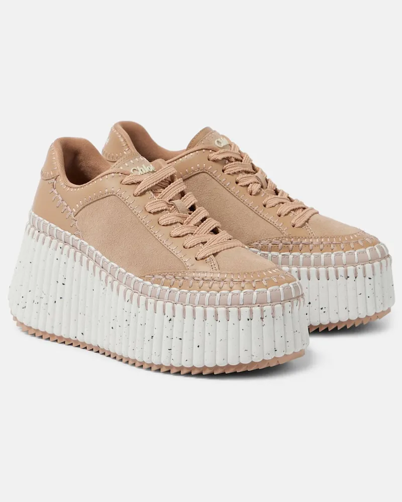 Chloé Chloé Plateau-Sneakers Nama aus Veloursleder und Leder Rosa