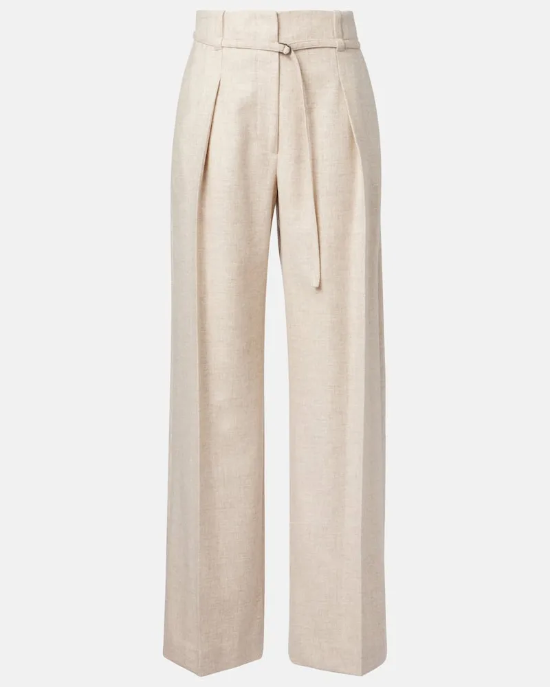 Brunello Cucinelli Hose aus Wolle und Kaschmir Beige