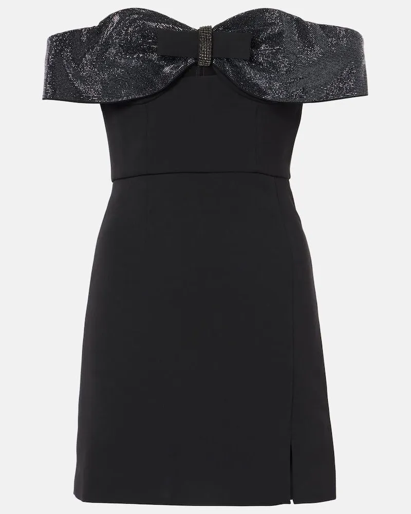 Self-Portrait Off-Shoulder-Minikleid aus Crêpe Schwarz