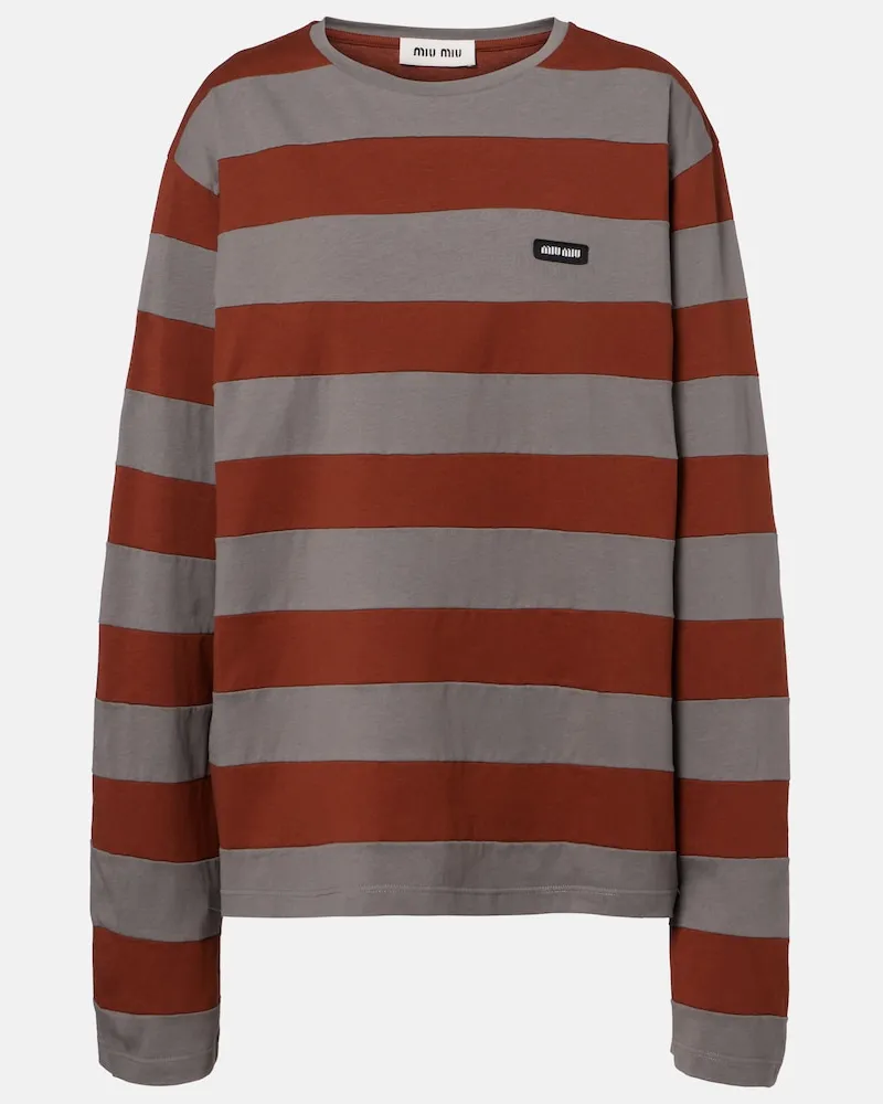 Miu Miu T-Shirt aus Baumwoll-Jersey Braun