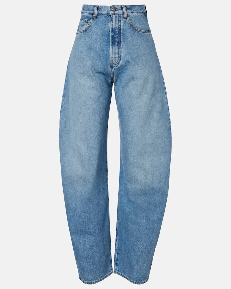Alaïa Alaïa High-Rise Barrel Jeans Blau