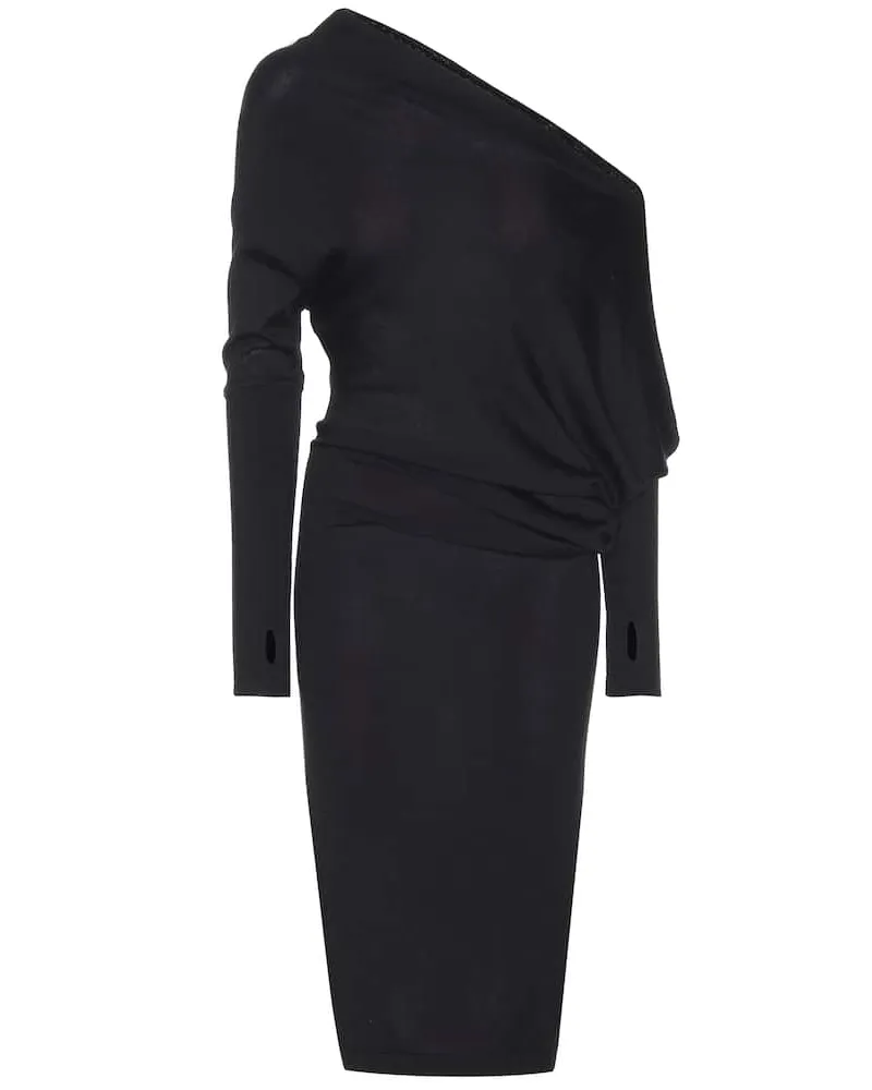 Tom Ford Midikleid aus Kaschmir und Seide Schwarz