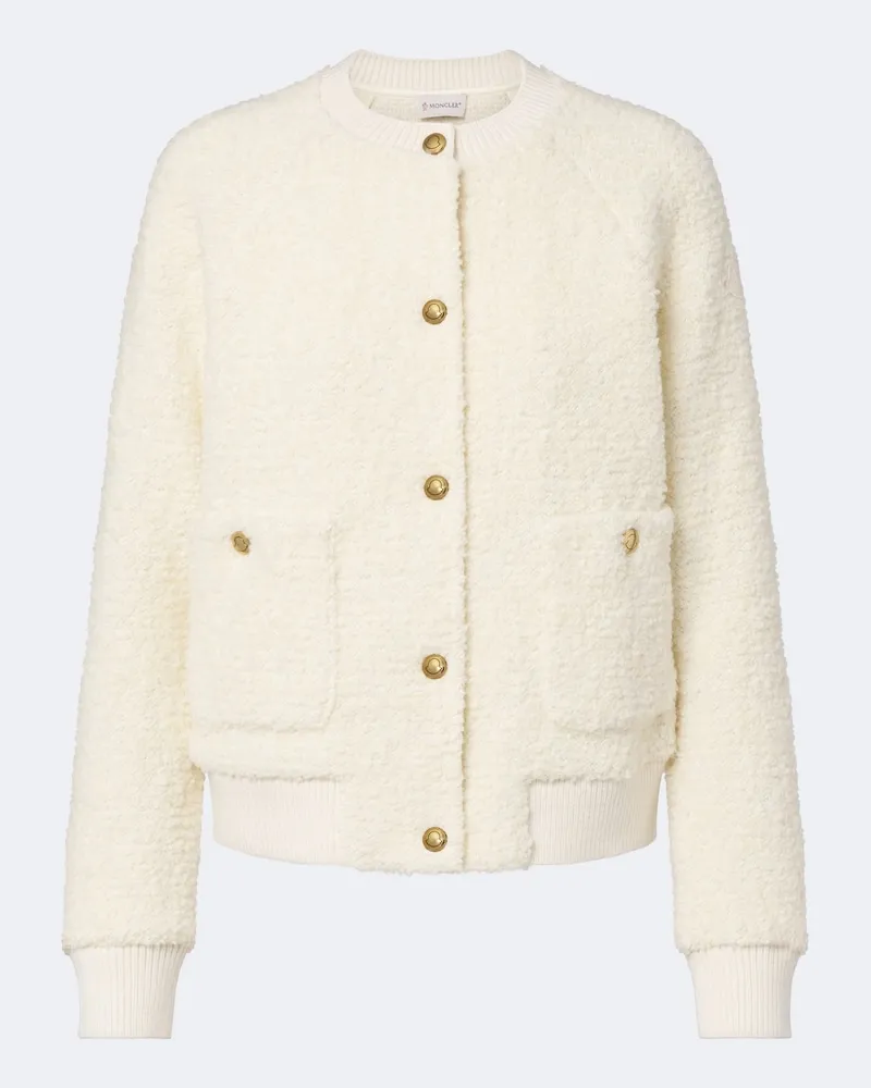 Moncler Cardigan aus Bouclé Weiß