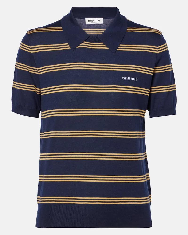 Miu Miu Polohemd aus Seide und Kaschmir Blau