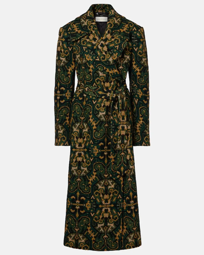 Dries van Noten Bedruckter Mantel Rafaella Grã¼n