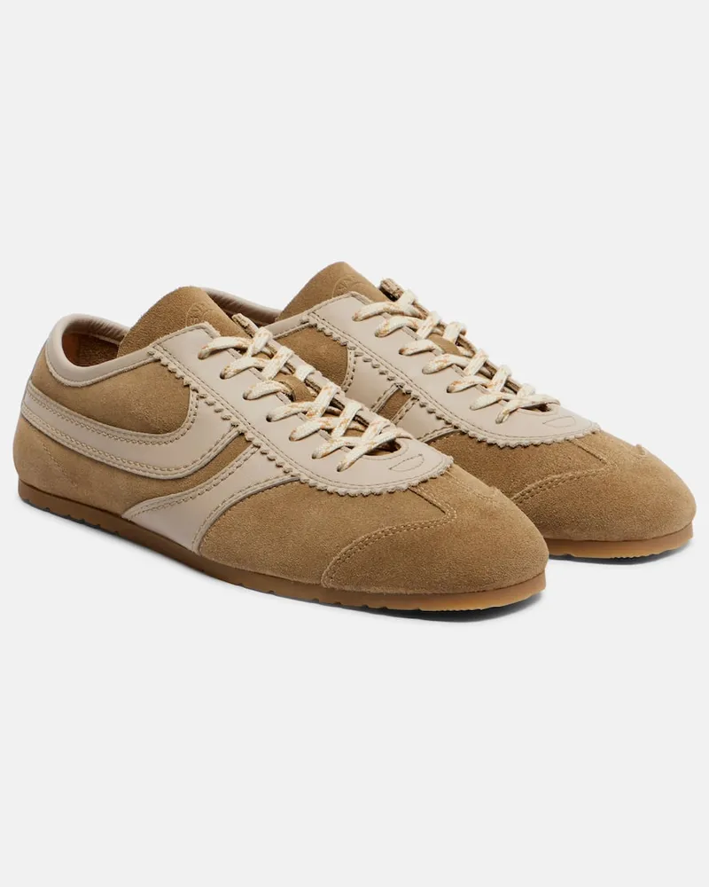 Dries van Noten Sneakers aus Veloursleder und Leder Beige
