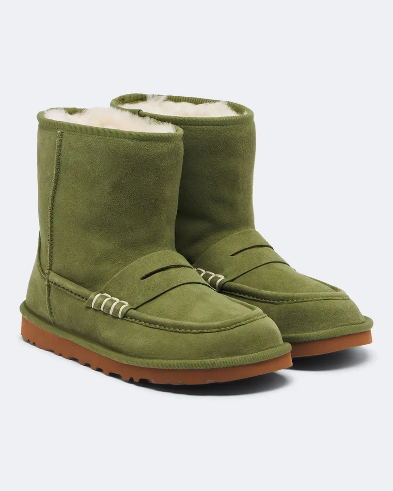 J.W.Anderson X UGG Ankle Boots aus Veloursleder mit Shearling Grün