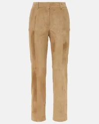 Joseph Gerade Cropped-Hose Coleman aus Veloursleder Braun