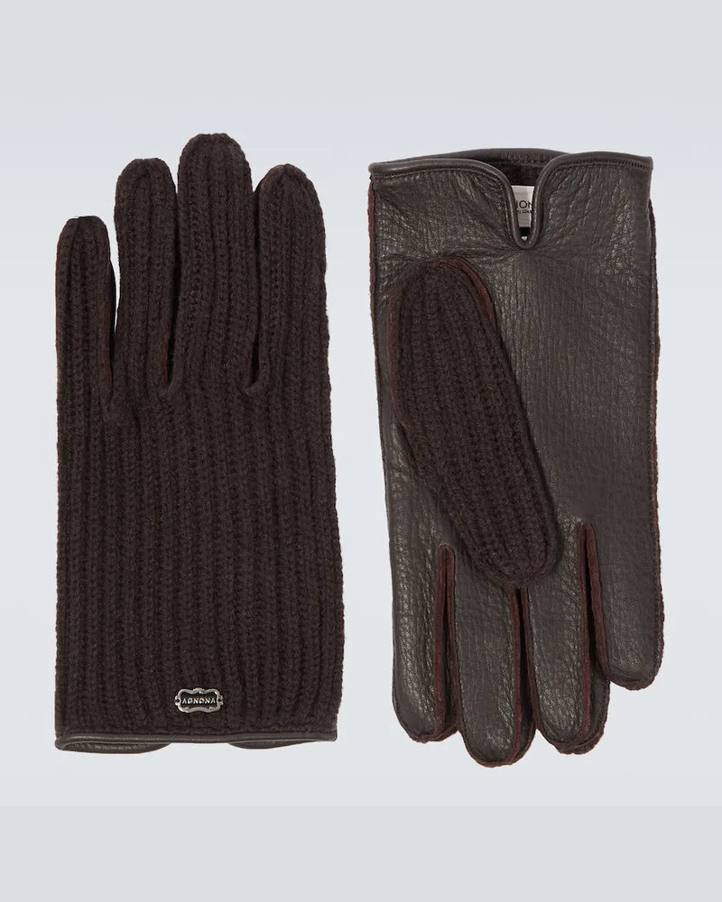 AGNONA Handschuhe aus Kaschmir und Leder Braun
