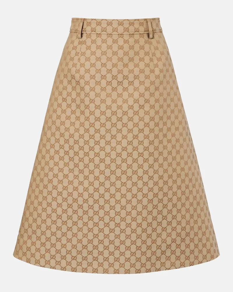 Gucci Midirock GG aus Canvas Beige