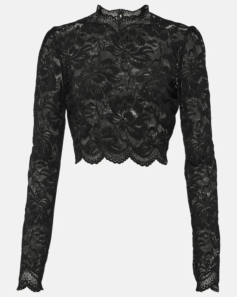 Paco Rabanne Cropped-Top aus Spitze Schwarz
