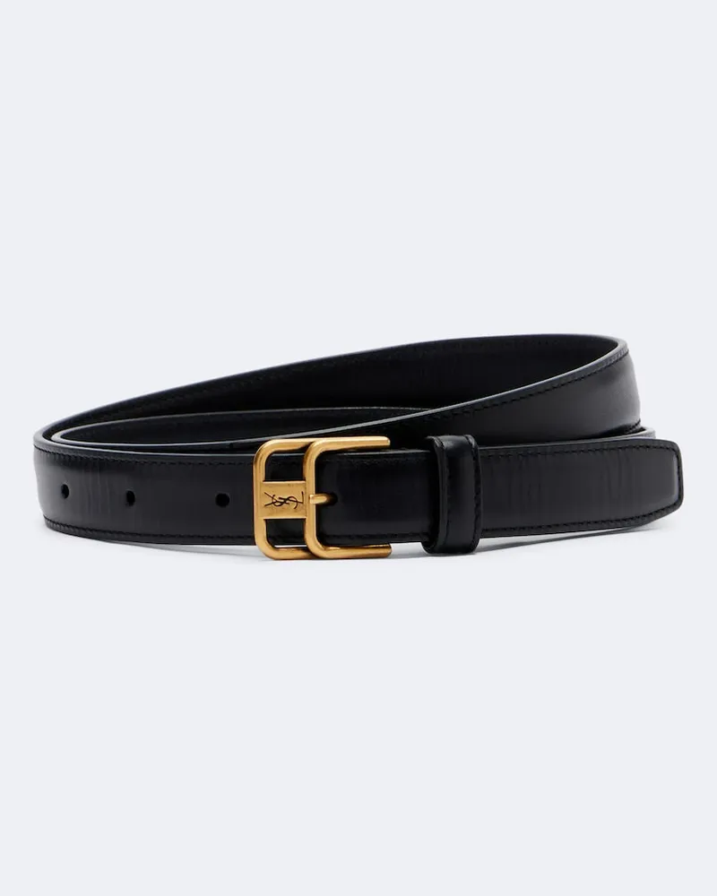 Saint Laurent Gürtel Cassandre aus Leder Schwarz