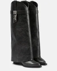 Givenchy Stiefel Shark Lock Cowboy aus Leder Schwarz