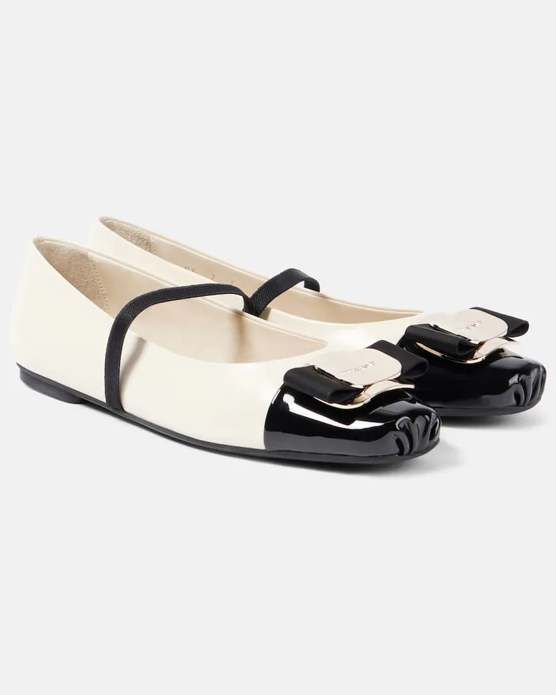 Ferragamo Ballerinas Zina aus Leder Weiss