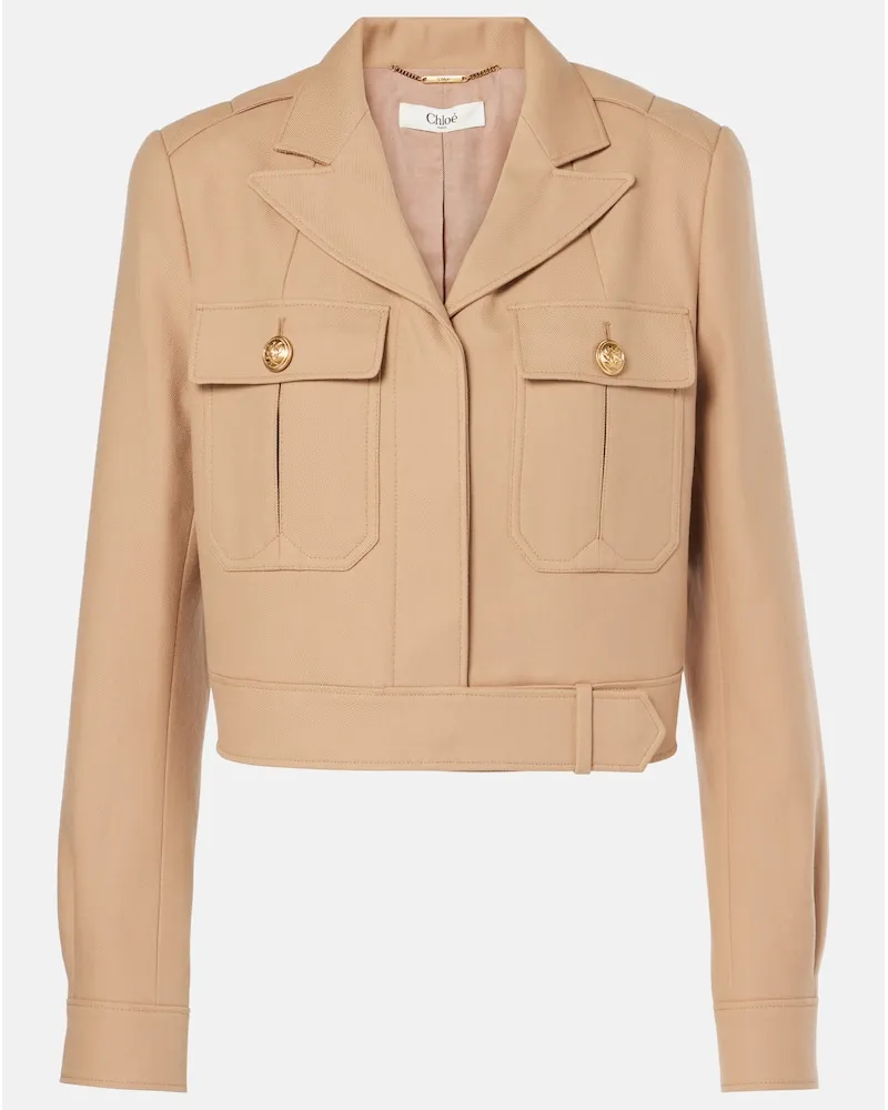 Chloé Chloe Cropped-Jacke aus Baumwolle Beige