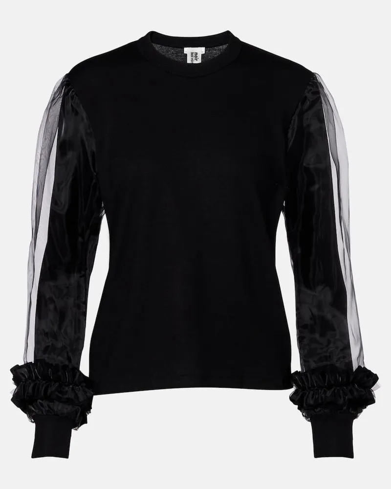Noir Kei Ninomiya Pullover aus Wolle mit Tüll Schwarz