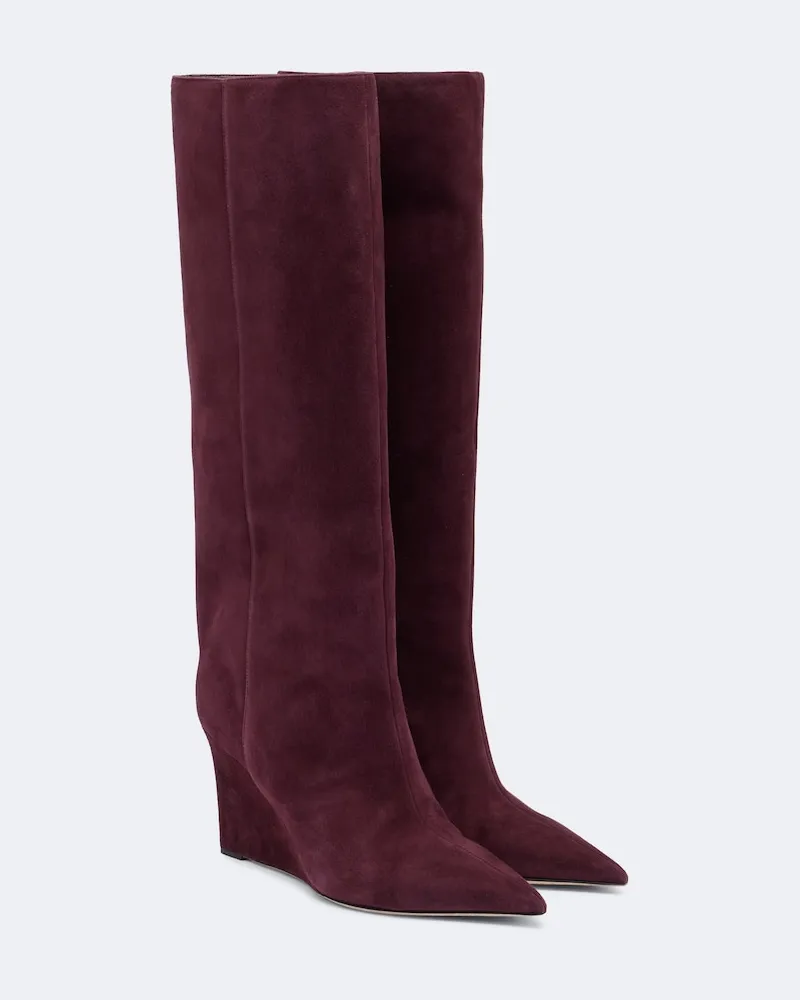 Jimmy Choo Stiefel Blake aus Veloursleder Burgunderrot
