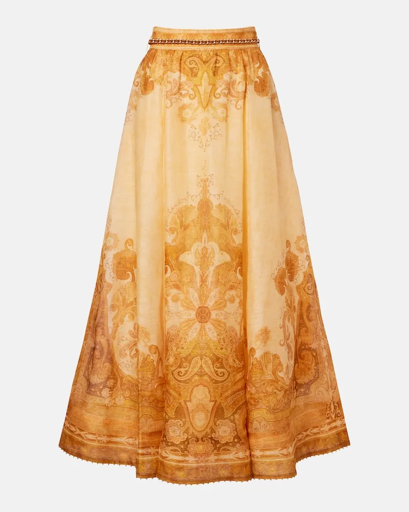 Zimmermann Maxirock Como aus Leinen und Seide Orange