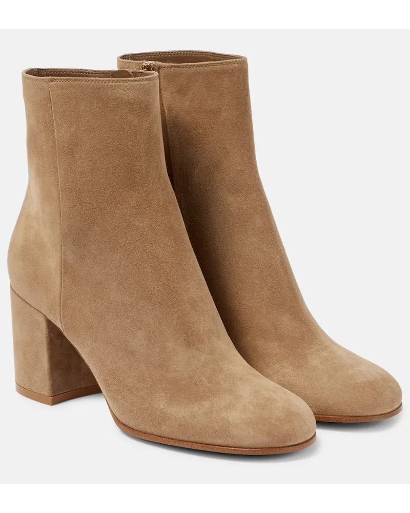 Gianvito Rossi Ankle Boots Joelle aus Veloursleder Beige