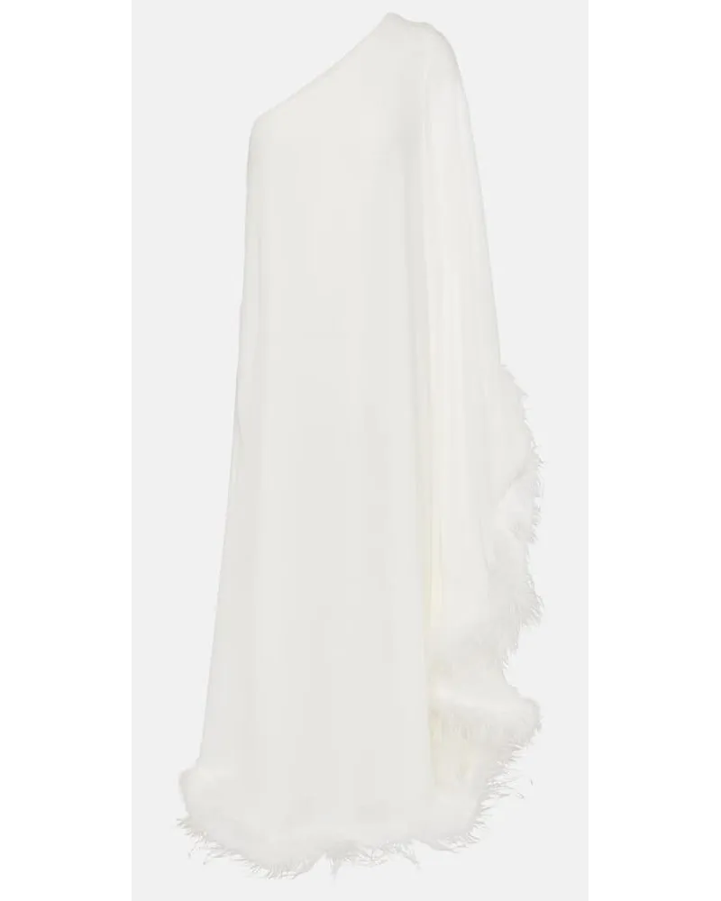 RIXO Bridal Maxikleid Liza mit Federn Weiss