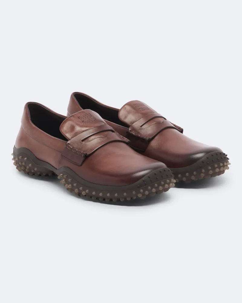 Miu Miu Loafers aus Leder Braun