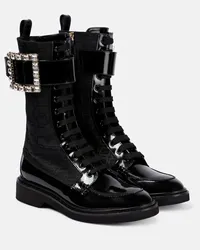 Roger Vivier Schnuerstiefel Viv' Rangers Strass Schwarz