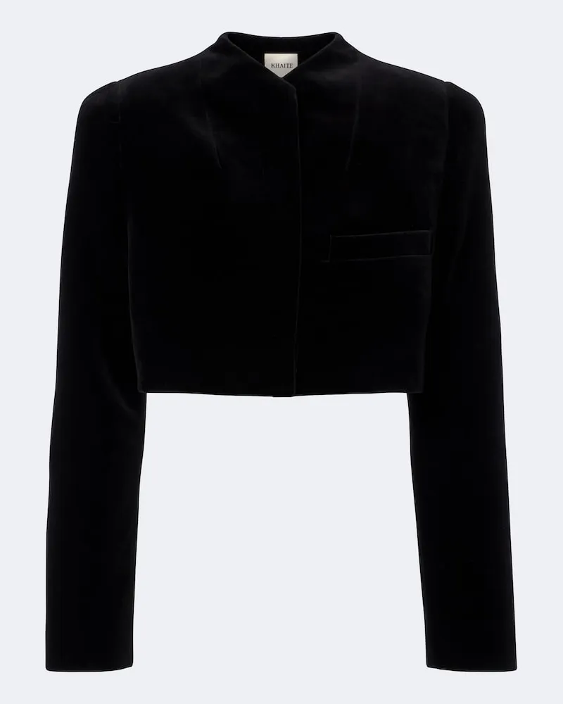 KHAITE Cropped-Jacke Samo aus Baumwollsamt Schwarz