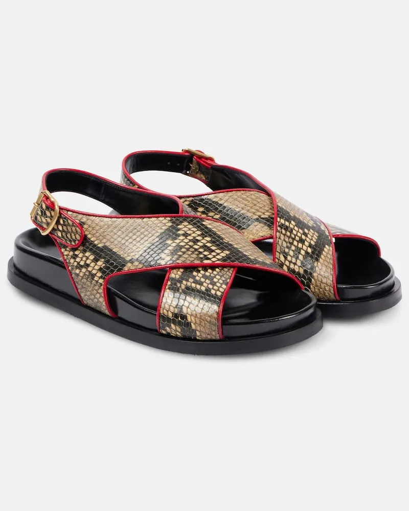 Dries van Noten Slingback-Sandalen aus Leder Beige