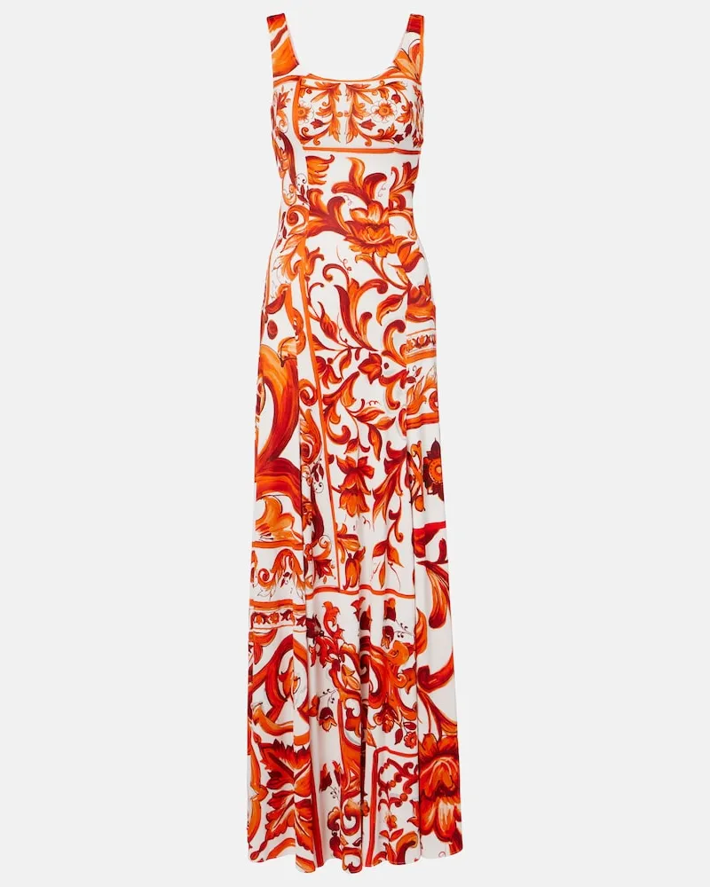 Dolce & Gabbana Midikleid Majolica aus Organza Orange