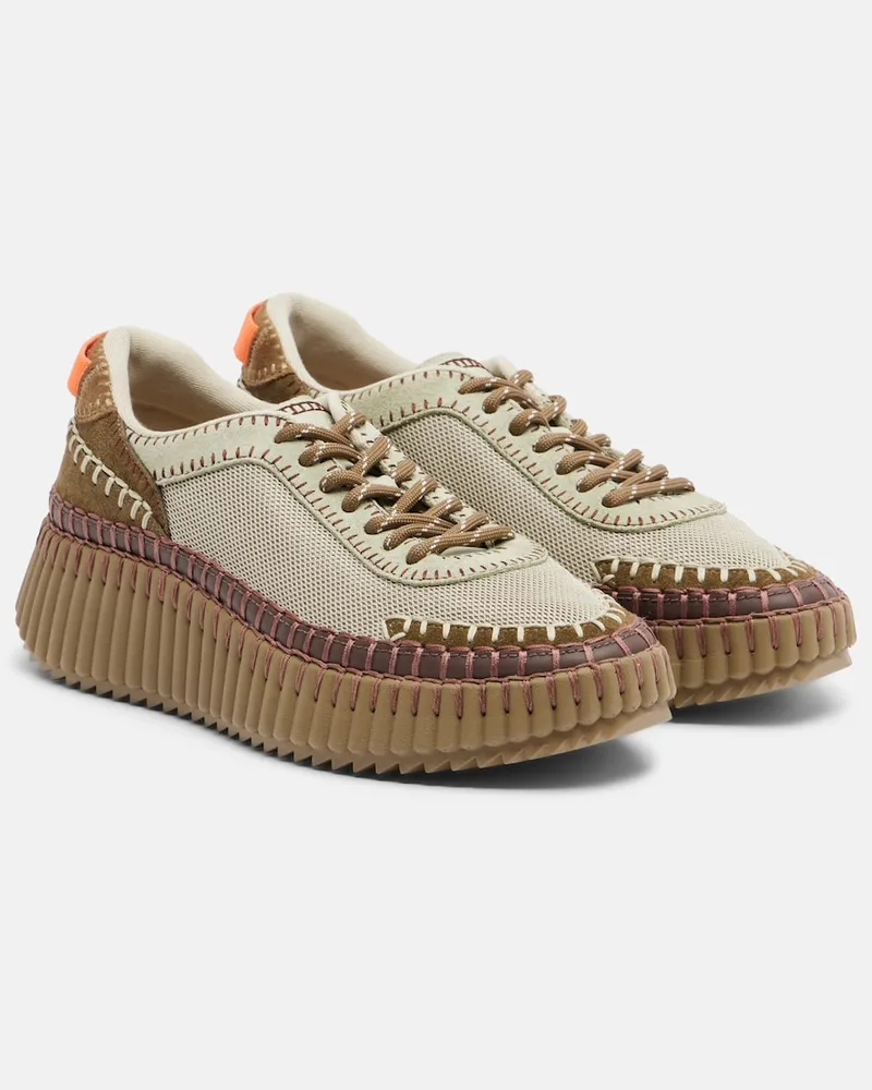 Chloé Chloé Plateau-Sneakers Nama mit Leder Grün