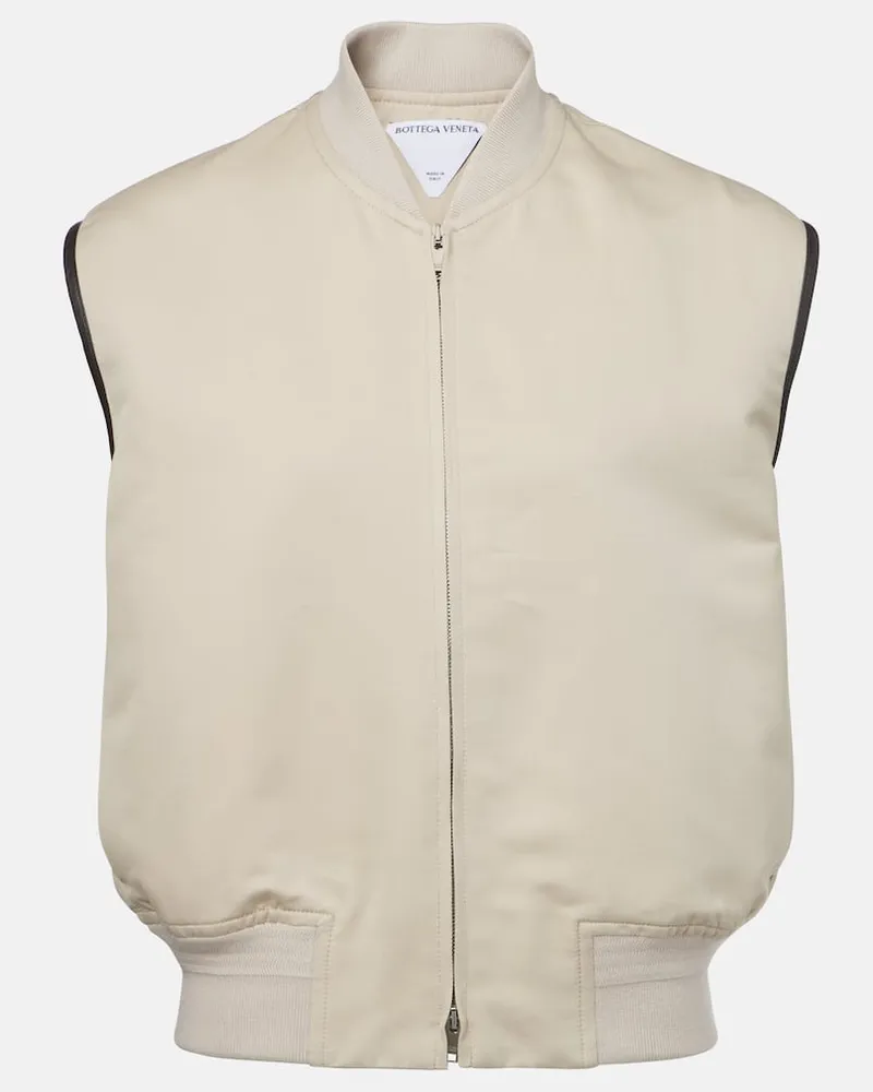 Bottega Veneta Weste aus Baumwolle und Seide mit Leder Beige