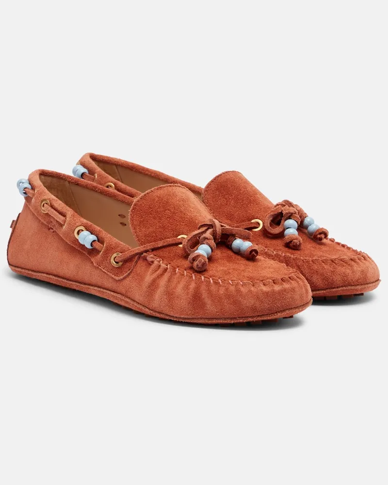 FARM Rio Verzierte Segelschuhe aus Veloursleder Orange