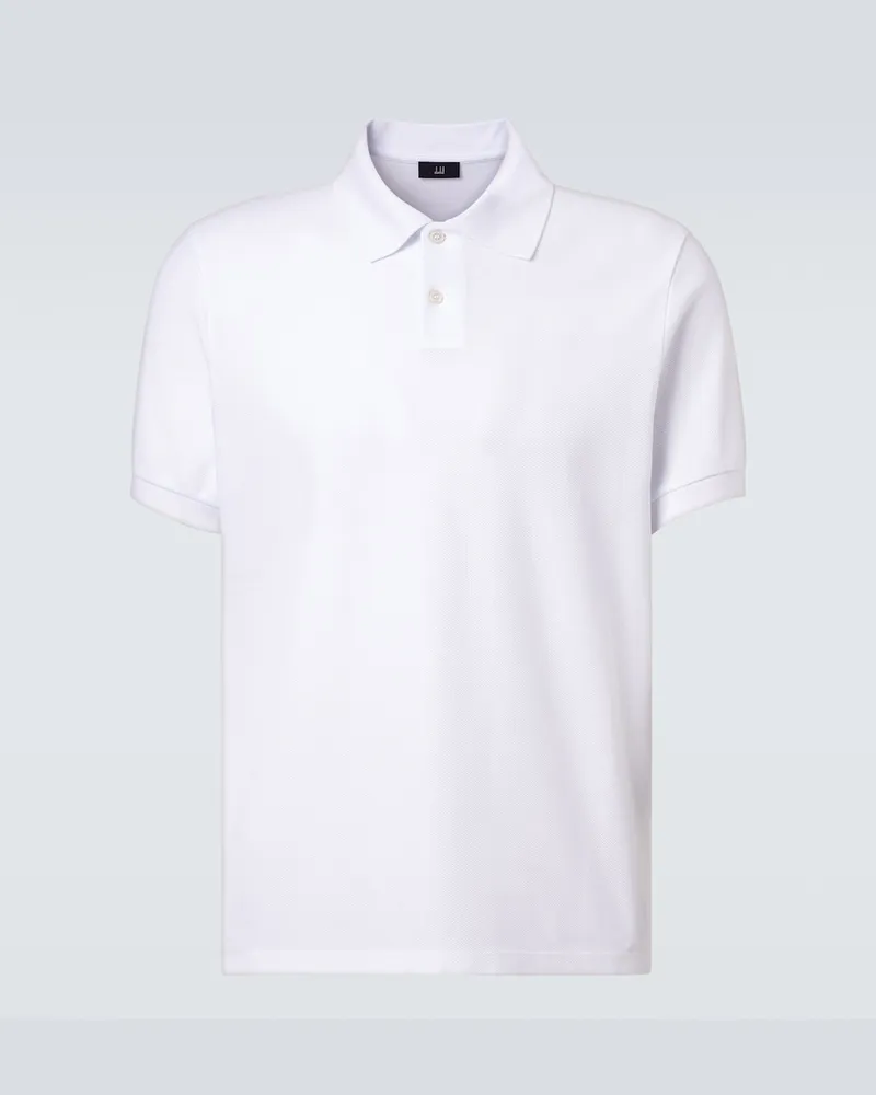 Dunhill Besticktes Polohemd aus Baumwoll-Piqué Weiß
