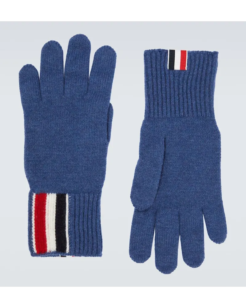 Thom Browne Handschuhe aus Schurwolle Blau