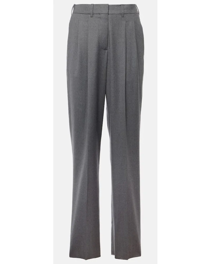 Stella McCartney Gerade Hose aus Wollflanell Grau