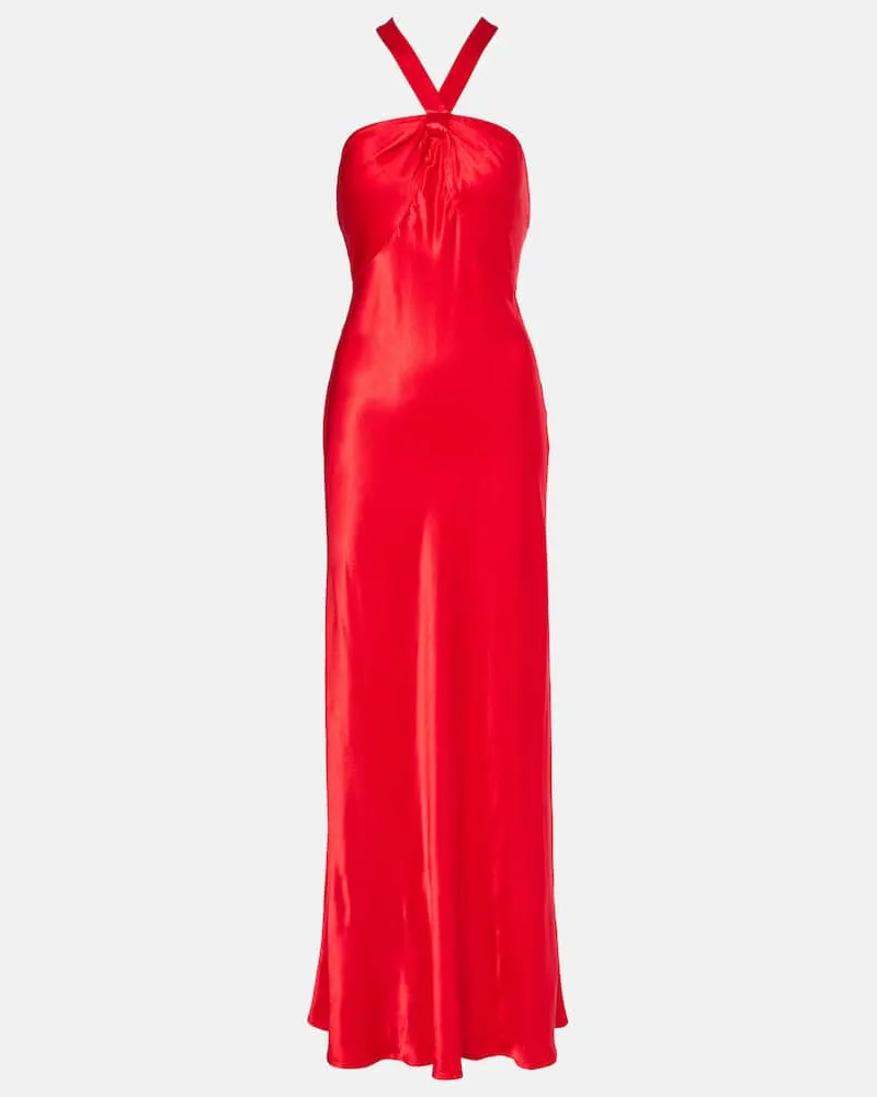 RIXO Robe Losanna aus Satin Rot